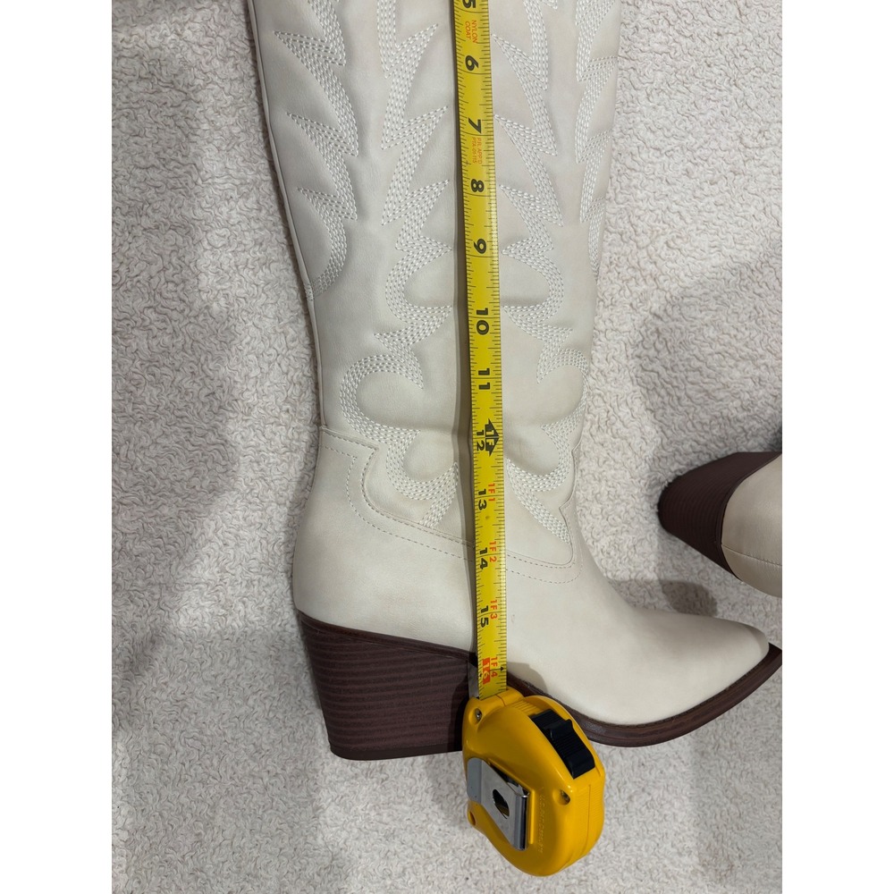 Crown Vintage Sury Western Boots French Vanilla Cream Tall Cowgirl Size 6.5M - Picture 4 of 8